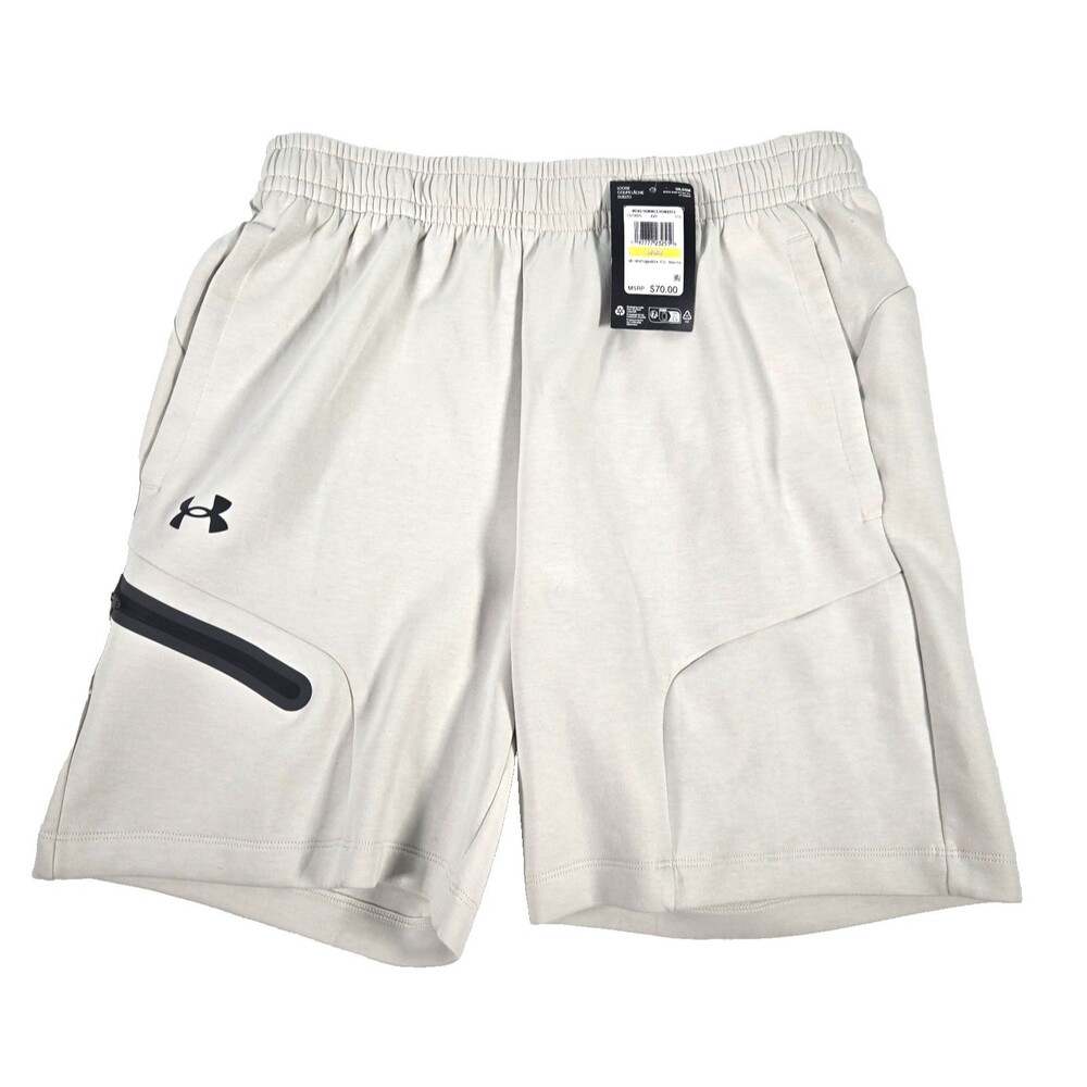 Under Armour UA Unstoppable 7" Shorts Men's Medium Beige Fleece Shorts - NEW